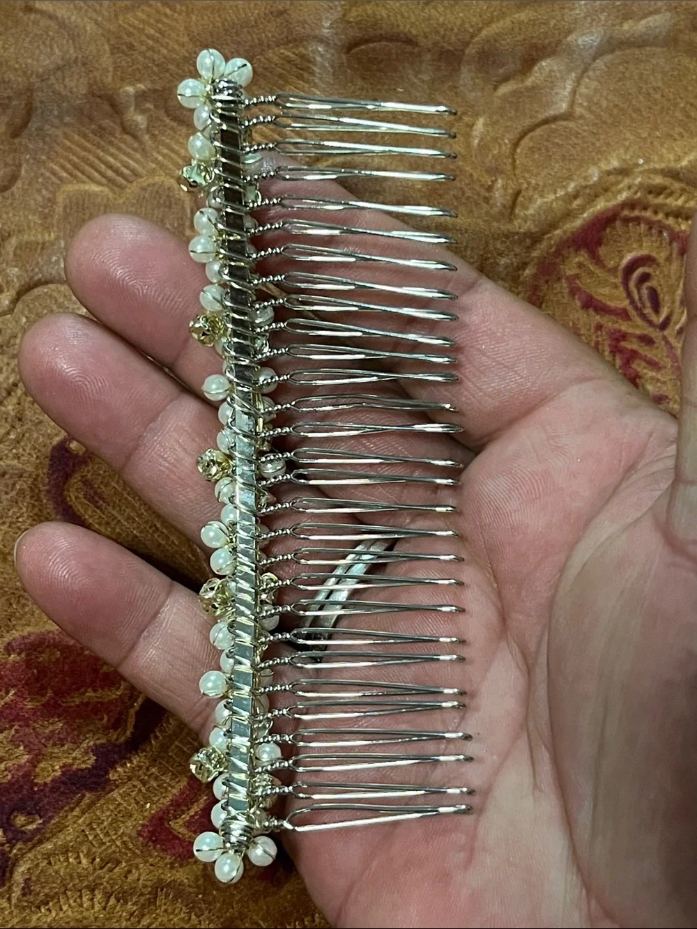 Vintage Pearl and Crystal Bridal Hair Comb - White Pearls, Clear Crystals